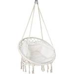 VOUNOT Poltrona Sospesa da Giardino, Sedia Amaca Altalena Macrame con Cuscino, Ø80cm Capacità 120 kg, per Interni Esterno Giardino, Beige