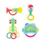 INFANTINO Baby's 1st Teethe and Play Music Set - Baby Essentials 4 Piece Gift Set, Instrument Themed teethers and rattles for Sensory Stimulation and Motor Development, BPA Free