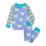 Hatley Organic Cotton Raglan Sleeve Printed Pyjama Set Pigiama, Galloping Unicorn, 8 Years Bambina