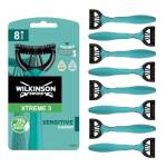 Wilkinson Sword Rasoio Usa e Getta X3 Disposable Sensitive - Confezione da 8 Pezzi