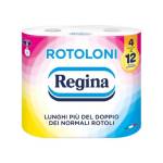 Rotoloni Regina - 4 Maxi Rotoli di Carta Igienica, 500 Fogli a 2 Veli, Lunghi Più del Doppio dei Normali Rotoli, Confezione 50% in Plastica Riciclata, Carta 100% Certificata FSC®