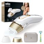 Braun IPL Silk Expert Pro 5 per depilazione permanente visibile, donne e uomini con rasoio Venus e testa di precisione, custodia Premium, 400.000 flash, PL5124, bianco/oro