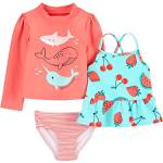 Simple Joys by Carter's 3-Piece Assorted Rashguard Sets Rash-Guard-Shirts, Arancione Animali Marini/Rosso Frutta/Righe, 3 Anni Unisex-Bambini e Ragazzi