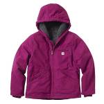 Carhartt Girls' Big Sherpa Lined Jacket Coat, Sierra Plum Caspian, S (7/8)