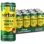 Virtue Yerba Mate - Energy Drink Naturale - Senza Zucchero, Zero Calorie, Vegano, Keto, Senza Glutine. Pacco da 12x250ml (Fragola & Lime)