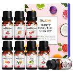 SALKING, Fruttati Oli Essenziali per Diffusori 8x10ml, Puri per Aromaterapia e Massaggi - Cocco, Mirtillo rosso, Pompelmo, Fragola, Pesca, Bergamotto, Lime, Fico