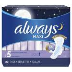 Always Maxi Overnight Feminine Pads con ali, super assorbente, inodore, 20 Conteggio - Confezione da 2 (40 Totale Conteggio)