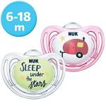 NUK Hello Adventure Ciuccio | 6 – 18 mesi | 100% silicone e forma adatta alla pino | rosa | 2 pezzi