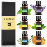 AIDUCHO Set di Oli Essenziali per Diffusori Puri 6 Pezzi, Diffusore di Oli Essenziali Naturali per Massaggio 10ML Essenza per Diffusore - Lavanda/Eucalipto/Tea Tree/Menta Piperita/Arancia/Citronella