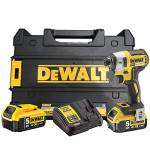 DEWALT DCF887P2-QW Trapano Avvitatore a Impulsi Attacco 1/4", 3 velocità, 5.0 Ah, Motore Brushless, con Doppia Batteria in Valigetta TSTAK, Nero/Giallo, 2 5