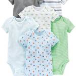 Simple Joys by Carter's Short Sleeve Bodysuit Body, Multicolore/Dinosauri/Motivo Sportivo/Righe, 12 Mesi (Pacco da 6) Bimbo