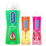 Durex - Gel per massaggio all'aloe vera e 2 gel per lui e per lei, massaggio all'aloe vera e al Cherry & Hot)