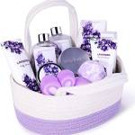 Body & Earth Lavanda Confezione Regalo Donna 11 PCS, Olio Essenziale, Bagnoschiuma, Lozione Corpo, Scrub Corpo, Sale da Bagno, Shampoo Solido, Regalo San Valentino Compleanno per Donna e Mamma