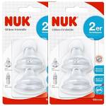 First Choice Nuk 10256442 beccuccio morbido in silicone, a perfetta tenuta, in combinazione con tutte le bottiglie, BPA libera, 6-18 mesi, 2 pezzi, 2-Pack (2 x 2er Blister)