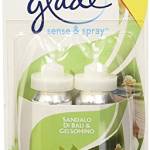 Glade Sense & Spray Ricarica Doppia, Deodorante Per Ambienti - Fragranza Sensual Sandalwood & Jasmine - Confezione da 2 Ricariche x 36ml