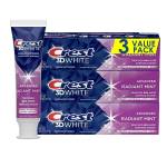 Crest 3D White Radiant Mint dentifricio sbiancante, pacco da 3 pezzi, 323 grammi, Menta