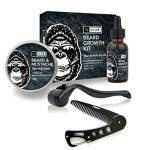 ULab Ultimate Gorilla Beard Growth Kit con rullo Derma, olio da barba, balsamo per barba e pettine pieghevole – Set regalo per gli uomini per la crescita della barba, styling e cura – Contiene rullo