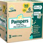 Pampers ESA BABY DRY MIDI, 168 Pannolini, Taglia 3 (4-9 kg)