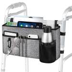 FINPAC Borsa Deambulatore con Portabicchieri, Pieghevole Walker Portaoggetti Custodia, Multifunzione Organizer Accessorio per Deambulatore Rollator e Sedia a Rotelle,