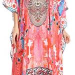 Sakkas 17258 - Imani V-Neck Collo Colorful Floughy Kaftan/Cover Up - WM140-Multi - 3X / 4X