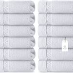 White Classic WhiteClassic Washcloths lusso per Bagno-Hotel-Spa-Cucina - Cerchietto cotone egiziano - altamente assorbente Hotel Quality tovaglioli di fronte - Set di massa di 12 - Bianco