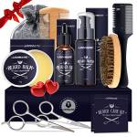 Kit Barba per Uomo, Regalo per la Festa del Papà, Lionmane Cura Barba, Regalo Cura della Barba Uomo con Olio, Shampoo, Balsamo, Pettine, Spazzola, Pettine Rasoio Capelli, Forbici, Sacca, Regalo Uomo