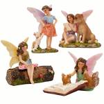 PRETMANNS Fairies for Fairy Garden – Fairies & Animal Friends – Ornamenti da giardino per giardino, accessori per giardino fatato – 5 pezzi