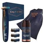 King C. Gillette STYLE MASTER, REGOLABARBA Uomo Senza Fili Per REGOLARE, RIFINIRE E RADERE La Barba, con 3 Pettini Regolatori, Crema Idratante Barba E Viso 100ml e Mantella Da Barba incluse