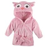 Hudson Baby - Accappatoio unisex in peluche, motivo: gufo rosa, taglia unica, 0-9 mesi