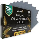 Carta assorbente naturale per pelli grasse con carbone di bambù – 25% più grande – 1 pk/100 fogli di olio per viso, trucco – facile da afferrare
