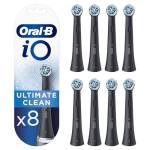 Oral-B iO Ultimate Clean Testine Spazzolino Elettrico, Confezione da 8 Testine di Ricambio Nere, Rimuove il 100% della Placca, Progettate per il tuo Oral-B iO, Adatto alla Buca delle Lettere