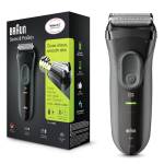 Braun Series 3 ProSkin 3000s Rasoio Elettrico da Uomo Ricaricabile e Senza Fili, Nero, ca/batteria