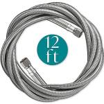 Tubo dell'acqua per frigorifero intrecciato per macchina del ghiaccio - Linee di approvvigionamento idrico Pex da 30 cm per scatola di uscita del frigorifero con raccordo 1/4 Comp