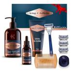 King C. Gillette IDEA REGALO UOMO con REGOLABRABA Uomo, RASOIO a Mano Libera, 3 LAMETTE per Pelli Sensibili, OLIO, GEL e DETERGENTE Barba, 1 PETTINE, KIT UOMO PROFESSIONALE