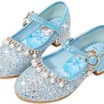 YOGLY Bambina ELSA Scarpe da Principessa Cosplay Regina dei Ghiacci Balletto Flamenco Paillettes Tacchi Alti Bambini Natale Carnevale Partito Matrimoni Compleanno Costume Accessori Blu Rosa Argento 03