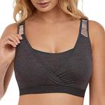 Freya Womens Chi Soft Wrap Front Nursing Bra, CHARCOAL, S