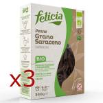 3x FELICIA PENNE PASTA CON FARINA DI GRANO SARACENO BIO SENZA GLUTINE VEGANA