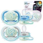 Philips Avent SCF376/21 2 Succhietti Ultra-Air, Night 6-18 Mesi, Maschio