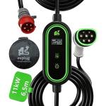 EVPLUG® EV Caricatore portatile temporizzato per auto elettrica EV PHEV (Tipo 2 | 6,5m, 11kW | 16A)