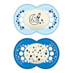 MAM Night Glow in the Dark Silicone Pacifier, Boy, 6 Plus Months, 2-Count by MAM