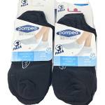 Pack 6 Paia Fantasmini Uomo POMPEA Blu Nero Bianco Cotone (6 Paia Nero - 43 / 46)