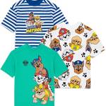 Paw Patrol Boys T-Shirts 3 Pack | Bambini Bambini Macerie Inseguimento Marshall Rescue Cuccioli | Blu Verde Bianco programmi televisivi