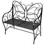 HLC, panca da giardino, in metallo anticato, da esterni, seduta con schienale decorativo in ghisa Butterfly Bench