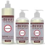 MRS MEYER'S CLEAN DAY 1 Detersivo Piatti + 2 Sapone Liquido Mani, Fragranza Lavanda con Oli essenziali