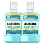 LISTERINE Collutorio Cool Mint, Gusto delicato di Menta, Collutorio senza alcool a base di Oli Essenziali Antibatterici e Fluoruro per un'igiene orale completa, Confezione da 2 x 1L