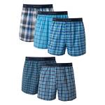 Hanes, boxer da uomo con tecnologia FreshIQ, senza etichetta, con motivo a tartan ed elastico a vista (confezione da 5) Assorted Large