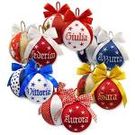 Crociedelizie, set da 5 palline di Natale personalizzate 8 cm nome ricamato decorazione natalizia personalizzabile idea regalo scegli i modelli scatole incluse spedizione gratuita