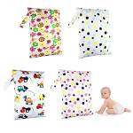 Borsa per Pannolini Lavabile, 4 Pezzi Borsa per Pannolini Impermeabile Usato per Tenere il Bambino Piscine Cura di Giorno Spiaggia, Borsa per Pannolini Lavabile da Appendere Con Cerniera(4 Stili)