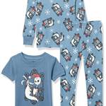 Amazon Essentials Disney Set di Pigiama da Notte Attillati in Cotone Unisex Bambini e Ragazzi, Nightmare Santa Jack, 2 Anni