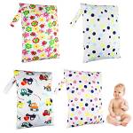 Borsa per Pannolini Lavabile, 4 Pezzi Borsa per Pannolini Impermeabile Usato per Tenere il Bambino Piscine Cura di Giorno Spiaggia, Borsa per Pannolini Lavabile da Appendere Con Cerniera(4 Stili)